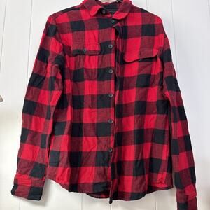 Denim & Flower Ricky Singh Plaid Flannel Shirt Red Black Men’s Size L D7